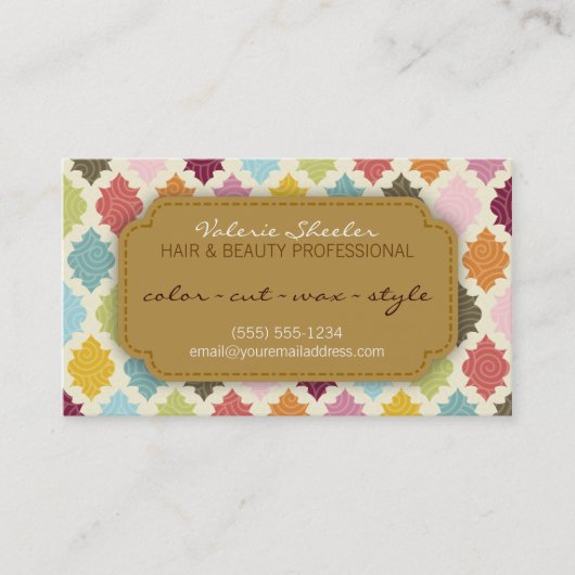 カラフルなクローバーの毛及び美しいのアポイントメントカード 予約カード (正面)