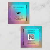 カラフルなグラデーション写真の狙い スクエア名刺 (正面/裏面)