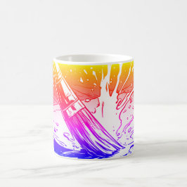 カラフルなグラフィックスタイルのブラシペイントのしぶき コーヒーマグカップ