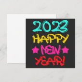 カラフルなグラフィティで楽しい2023年の新年をレトロに 招待状 (正面/裏面)