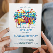 カラフルなグラフィティスタイルのサマーParty 招待状