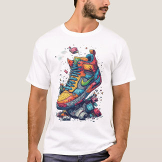 カラフルなグラフィティスニーカーアートグラフィック - アーバンストリート Tシャツ