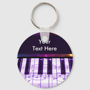 カラフルなグランドピアノキーボードおよび音楽ノート キーホルダー