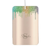 カラフルなグリッターが垂れ落ちる、モノグラム カーエアーフレッシュナー (正面)