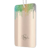 カラフルなグリッターが垂れ落ちる、モノグラム カーエアーフレッシュナー (左)