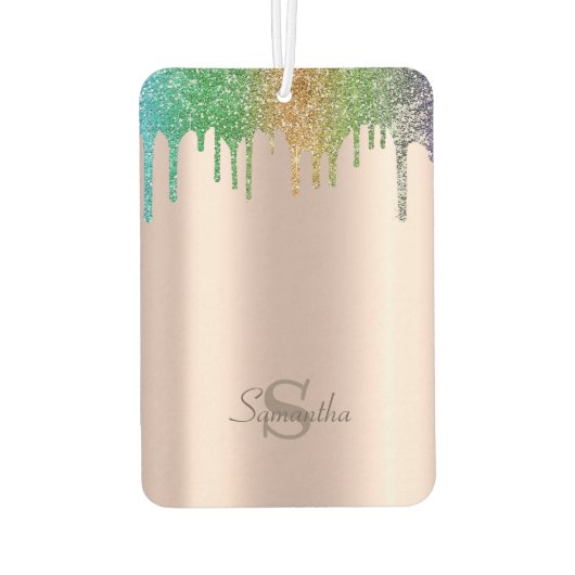 カラフルなグリッターが垂れ落ちる、モノグラム カーエアーフレッシュナー (裏面)