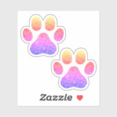 カラフルなグリッター肉球プリント ペットラバー シール (シート)