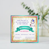 カラフルなグリッター ユニコーン 招待状 (スタンド正面)