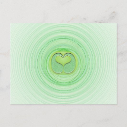 カラフルなグリーンハートスパイラル あなたのことを想って ポストカード (正面)