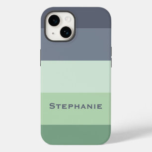 カラフルなグリーン グレー パレット アブストラクト ストライプ 名前 Case-Mate iPhone 14ケース