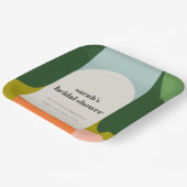 カラフルなグルービー レトロ アーチ アブストラクト ブライズシャワー ペーパープレート (傾斜あり)