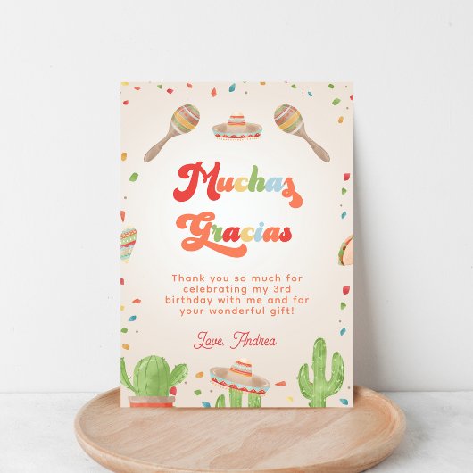 カラフルなグルーヴィーフィエスタの子供の誕生日お礼のメッセージ 招待状