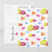 カラフルなグレーズを飾ったかわいいドーナツの陶器のオーナメント ポストカード (正面/裏面)