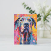 カラフルなグレート・デーン ポストカード (スタンド正面)