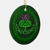 カラフルなケルト結び目模様のアザミ セラミックオーナメント (右)