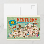カラフルなケンタッキー州のヴィンテージ地図 ポストカード (正面/裏面)
