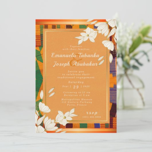 カラフルなケンテウェディング招待状アンカラ 招待状 (スタンド正面)