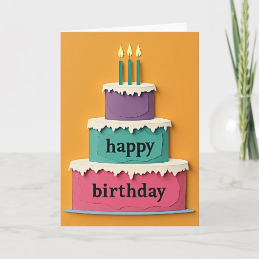 カラフルなケーキのバースデーカード カード (正面)