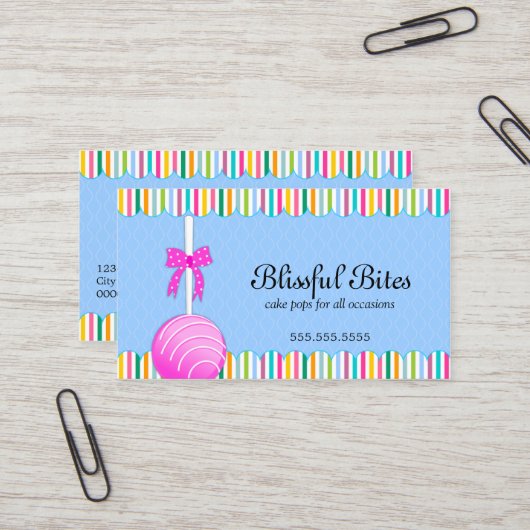カラフルなケーキのポップ 名刺 (正面/裏面インサイチュ)