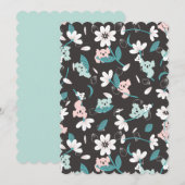 カラフルなコアラ柄のキュートな動物と花 招待状 (正面/裏面)