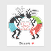 カラフルなココペリ愛の心 シール (シート)