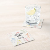 カラフルなコックテールパーティー レトロなブライズパーティー スクエアペーパーコースター (インサイチュ)