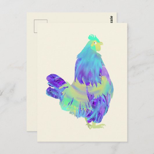 カラフルなコッケレル風変わりなファームルーストックチキンアート ポストカード (正面/裏面)
