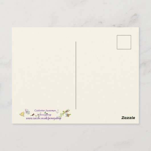 カラフルなコッケレル風変わりなファームルーストックチキンアート ポストカード (裏面)