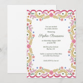 カラフルなコテージコアのベビーシャワー 招待状 (正面/裏面)