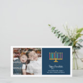 カラフルなコバルトの(ユダヤ教)メノラーハヌカー シーズンカード (スタンド正面)