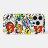 カラフルなコミックポップアートの吹き出しパターン iPhoneケース (裏面横)