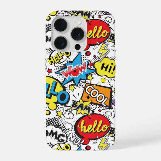カラフルなコミックポップアートの吹き出しパターン iPhoneケース (裏面)