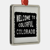 カラフルなコロラド州の黒い喜ばしい徴候のオーナメント メタルオーナメント (右)