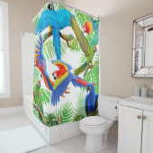 カラフルなコンゴウインコのジャングルはシャワー・カーテンをオウム返しします シャワーカーテン (インサイチュ)