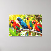 カラフルなコンゴウインコの鳥アート キャンバスプリント (正面)