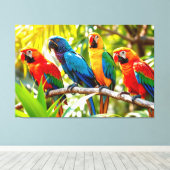 カラフルなコンゴウインコの鳥アート キャンバスプリント (インサイチュ (ウッドフロア))