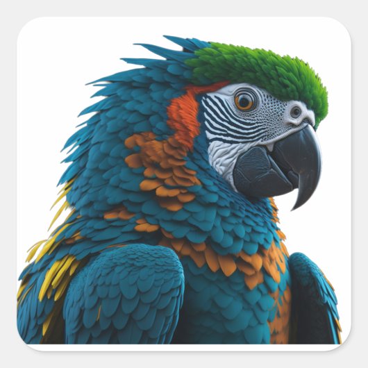 カラフルなコンゴウインコ スクエアシール (正面)