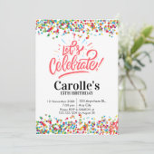 カラフルなコンフェッティでお祝いしよう！簡単パーティー誕生日 招待状 (スタンド正面)