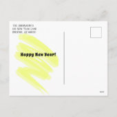 カラフルなコンフェッティの新年黄色のスクイグル シーズンポストカード (裏面)