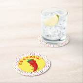 カラフルなコンフェッティ柄のフィエスタ ラウンドペーパーコースター (インサイチュ)