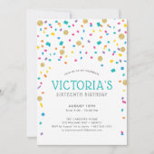 カラフルなコンフェッティ誕生日パーティー 招待状 (正面)