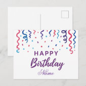 カラフルなコンフェッティ ハッピーバースデー ポストカード (正面/裏面)