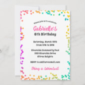 カラフルなコンフェッティ パーティータイム!お祝い 招待状 (裏面)