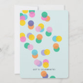 カラフルなコンフェッティ ミントグリーンの子供の誕生日 招待状 (正面)