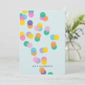 カラフルなコンフェッティ ミントグリーンの子供の誕生日 招待状 (スタンド正面)
