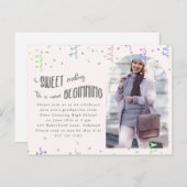 カラフルなコンフェッティ 卒業パーティー招待状 案内ポストカード (正面/裏面)