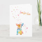 カラフルなコーギー子犬のバレンタインデーカード シーズンカード (正面)