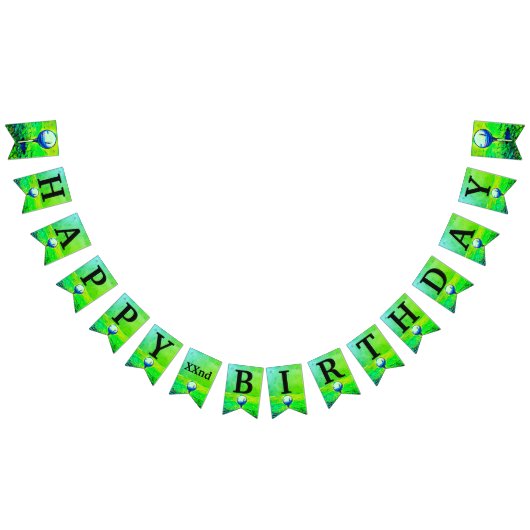 カラフルなゴルフ・ボールはハッピーバースデーの旗を遊ばします バンティングフラッグ (全)