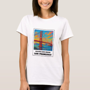 カラフルなゴールデンゲートブリッジ サンフランシスコ 旅行 Tシャツ