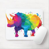 カラフルなサイのイラストレーション マウスパッド (マウス)